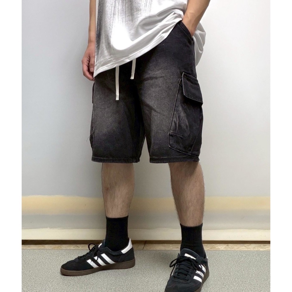 素面側口袋牛仔短褲 男生服飾 夏季新品 休閒 流行-細節圖4
