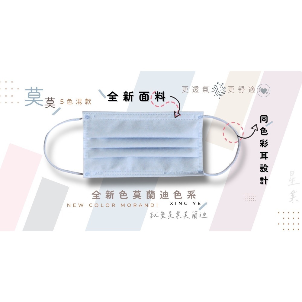 星業 平面醫療口罩 莫莫系列 三種尺寸超齊全-成人／小顏／兒童-規格圖3