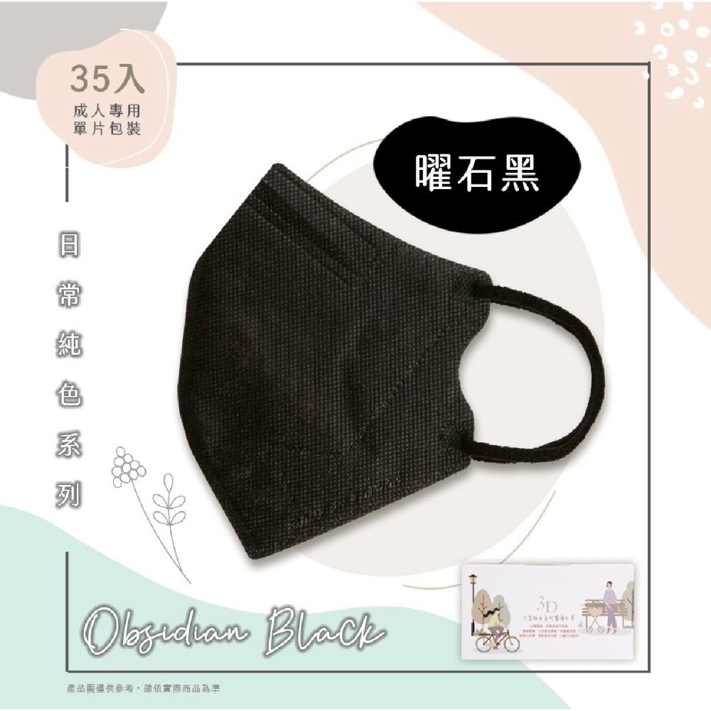 🔥🔥德冠成人立體3D醫療口罩 日常純色系列（35入單片包）🔥🔥-規格圖2