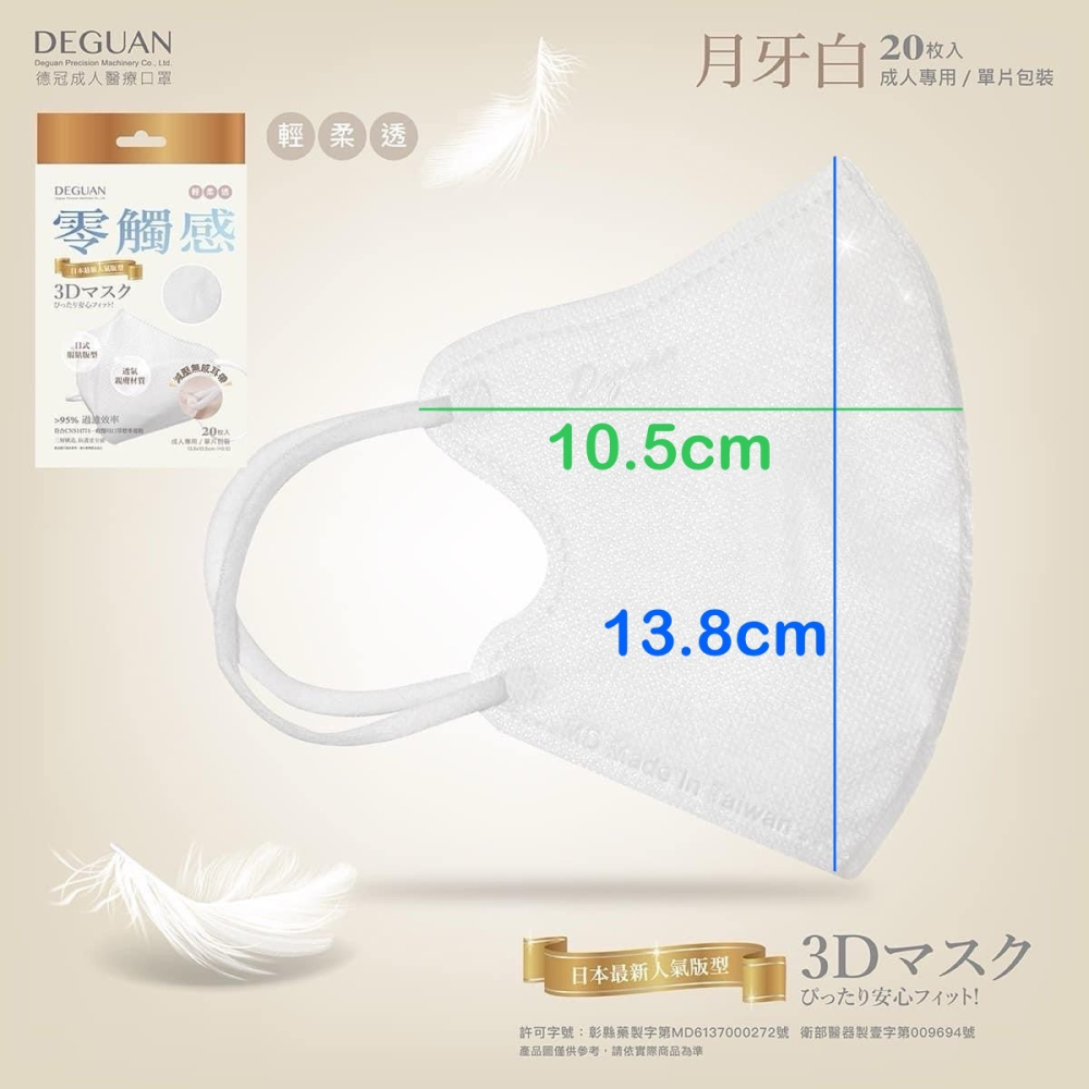 ✨德冠成人3D立體醫用口罩 ✨零觸感 日式版型 小臉友善-細節圖2