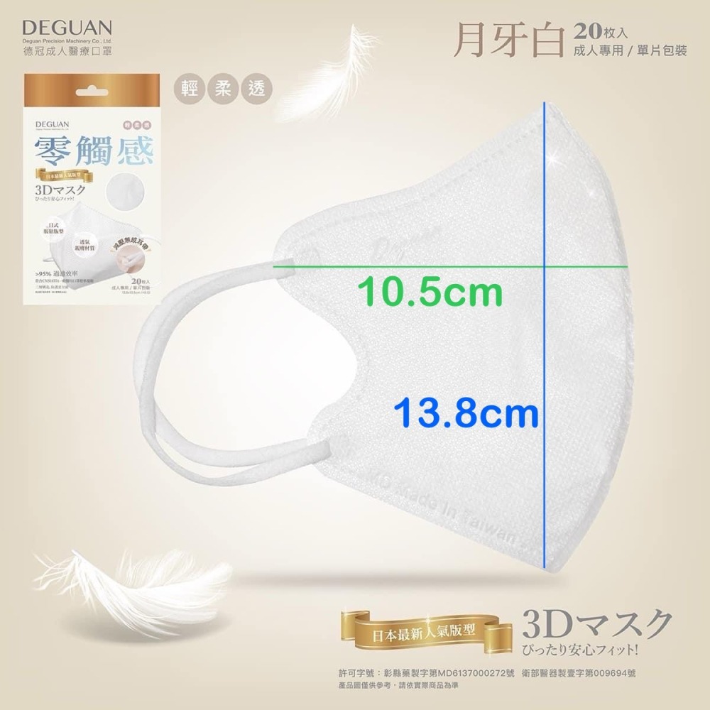 ✨德冠成人3D立體醫用口罩 ✨零觸感 日式版型 小臉友善-細節圖2