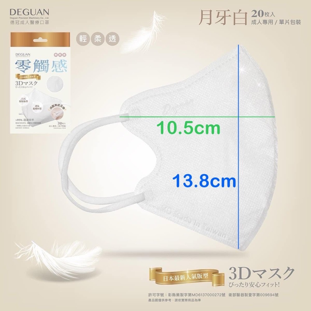 ✨德冠成人3D立體醫用口罩 ✨零觸感 日式版型 小臉友善-細節圖2