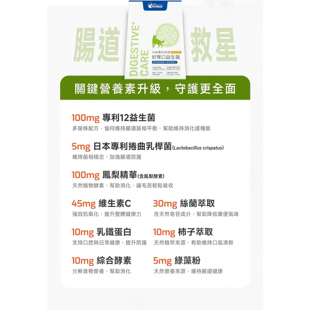 PetWell 沛威｜專效保健-好胃口益生菌 狗狗專用 (30包/盒) 維持腸道健康平衡-細節圖5
