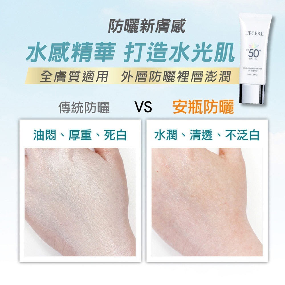 L＇EGERE 蘭吉兒｜B3 5%煥白安瓶防曬乳 SPF50+PA++++ 35ml 水感防曬不黏膩-細節圖10