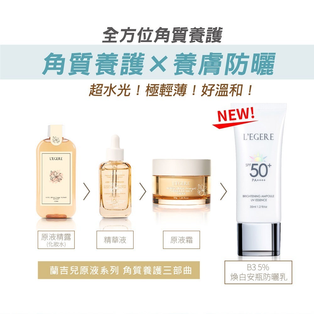 L＇EGERE 蘭吉兒｜B3 5%煥白安瓶防曬乳 SPF50+PA++++ 35ml 水感防曬不黏膩-細節圖11