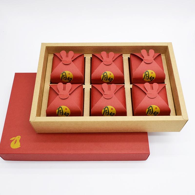 臺灣出貨 現貨 歐思麥烘焙 中秋月餅禮盒6粒裝 月夕 包裝盒 冰皮喜餅芋頭酥牛皮禮品手提袋包裝盒子-細節圖4