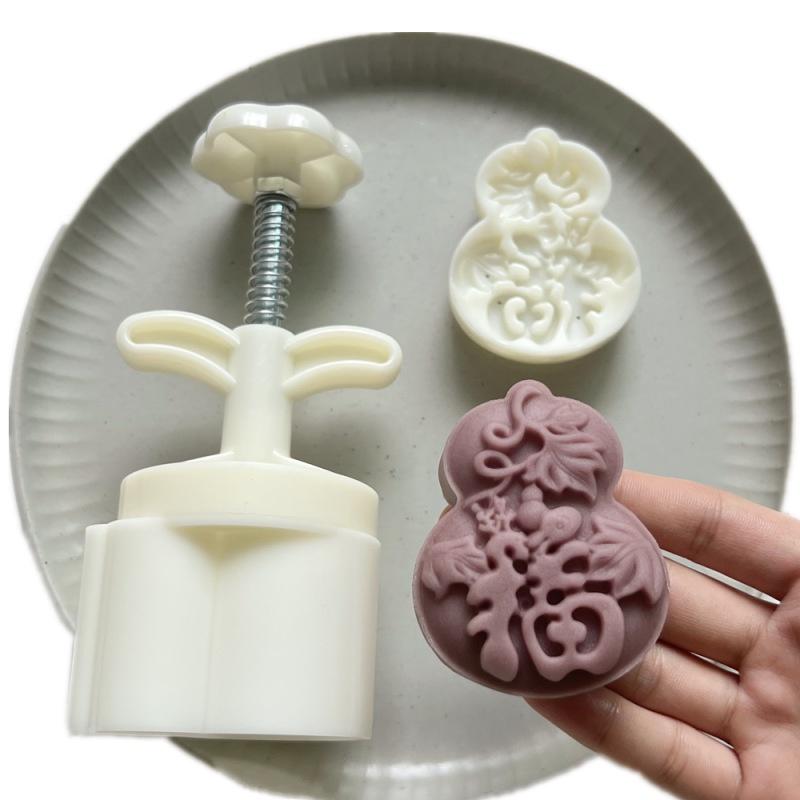 臺灣出貨 現貨 歐思麥烘焙 福葫蘆月餅模具 75克立體國潮系列手壓食品模具（SM）-細節圖5