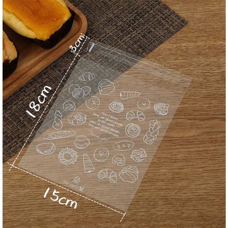 臺灣出貨 現貨 歐思麥烘焙 加厚9絲透明麵包袋 吐司食品包裝袋子 15*18+3cm 100入（勤）-細節圖2