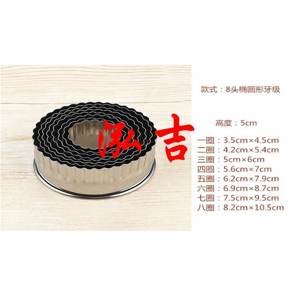 臺灣出貨 現貨 歐思麥烘焙 加厚不銹鋼橢圓形光級牙級花級8頭旦形切模套裝花型蛋糕烘焙模具（丰）-細節圖6