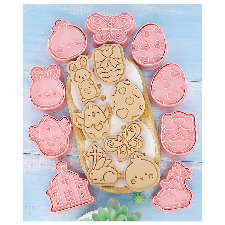 臺灣出貨 現貨 歐思麥烘焙【10件套】復活節餅乾模具C款卡通兔子小雞復活蛋曲奇餅烘焙壓模（NC）-細節圖6