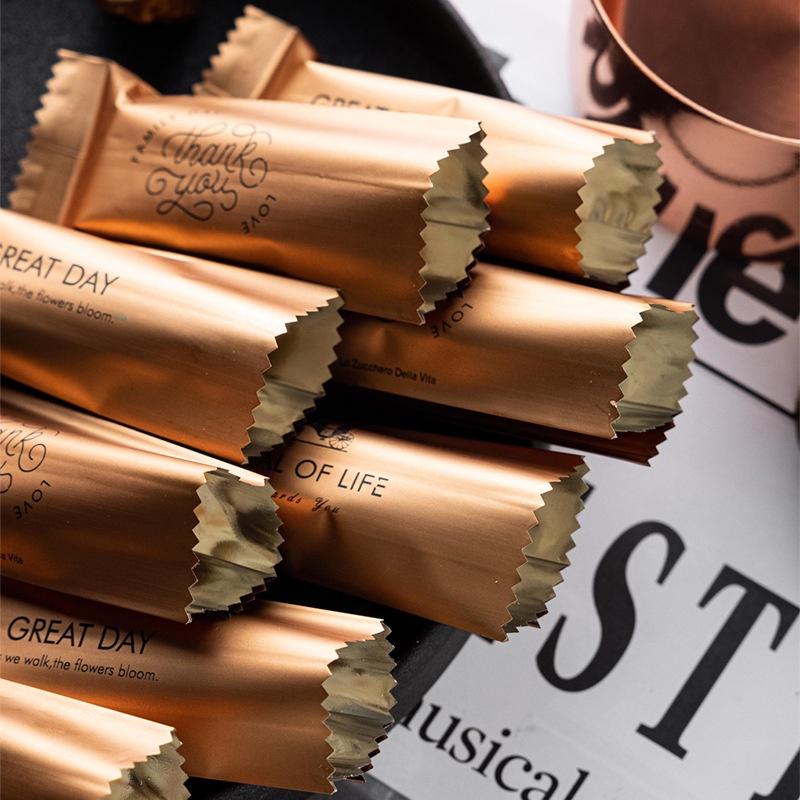 臺灣出貨 現貨 歐思麥烘焙 太妃糖包裝袋 咖啡糖果包裝袋 高檔啞光金色鋁膜袋 牛軋糖鋁箔袋 奶棗烘焙包裝200入（忆）-細節圖4