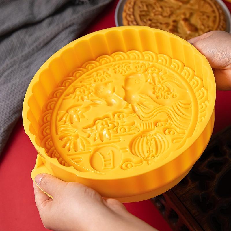 臺灣出貨 現貨 歐思麥烘焙 新品500g中秋玉兔大月餅模具手壓式單個廣式五仁傳統月餅壓模糕點立體模型印具-細節圖3