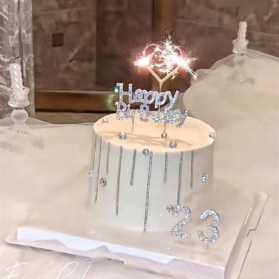 臺灣出貨 現貨 歐思麥烘焙 鑽石happy birthday合金蛋糕裝飾女神女生生日快樂蛋糕插牌