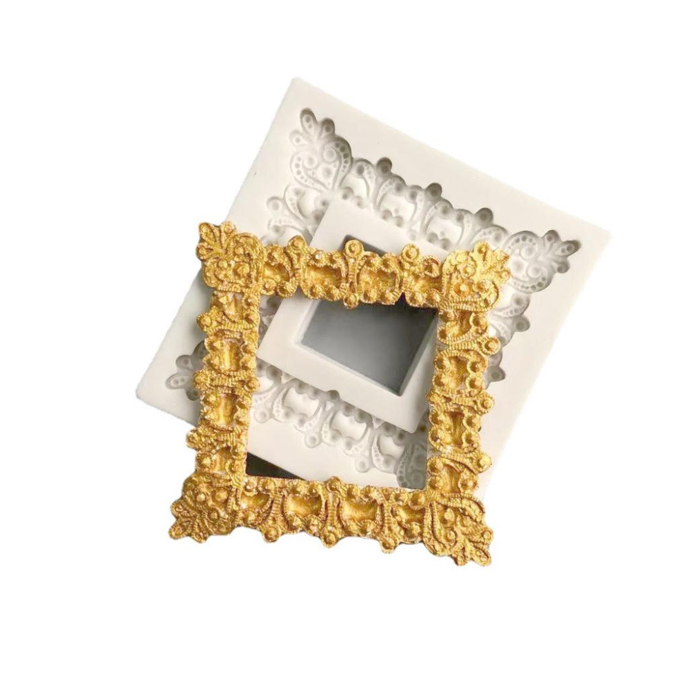 臺灣出貨 現貨 歐思麥烘焙 方形 橢圓形復古相框矽膠模具 翻糖軟陶黏土石膏擺件造型工具（中）-細節圖2