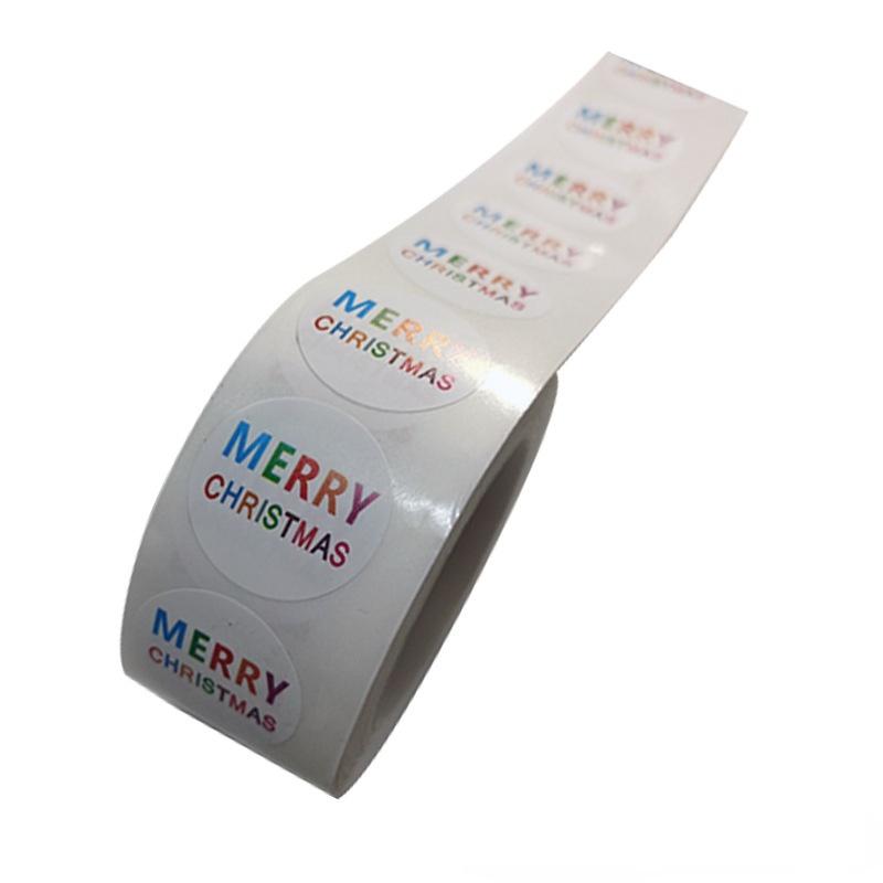 臺灣出貨 現貨 歐思麥烘焙 新款1英寸耶誕節日merrry christmas卷裝禮品信封不乾膠貼紙標籤（SS）-細節圖3