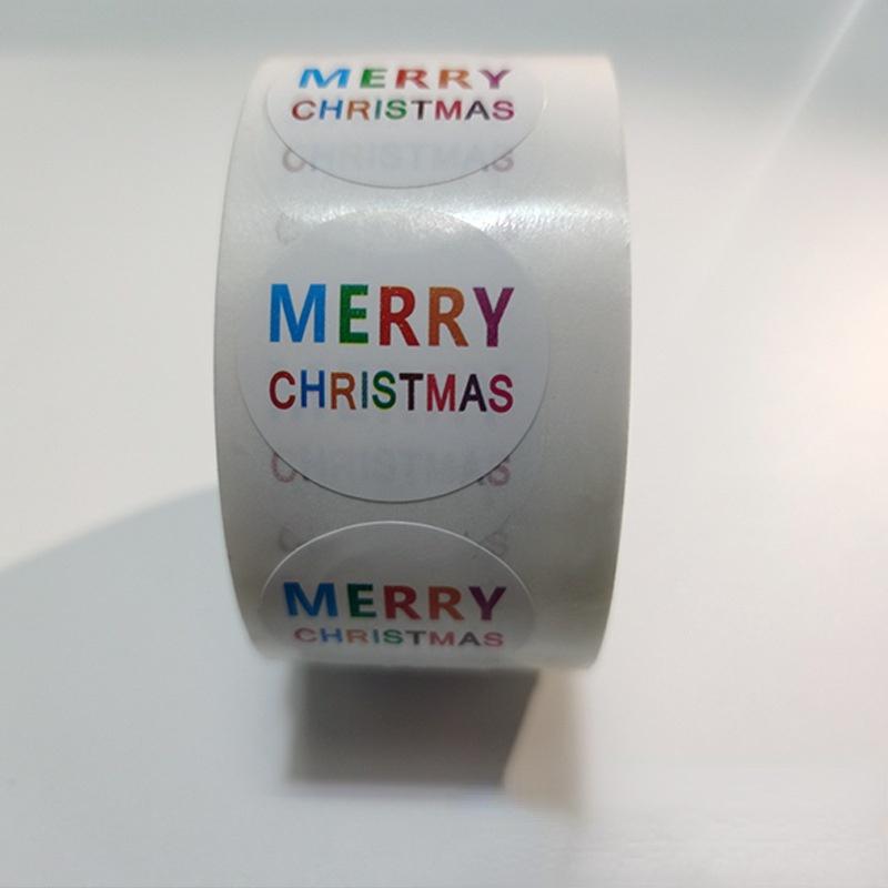 臺灣出貨 現貨 歐思麥烘焙 新款1英寸耶誕節日merrry christmas卷裝禮品信封不乾膠貼紙標籤（SS）-細節圖4
