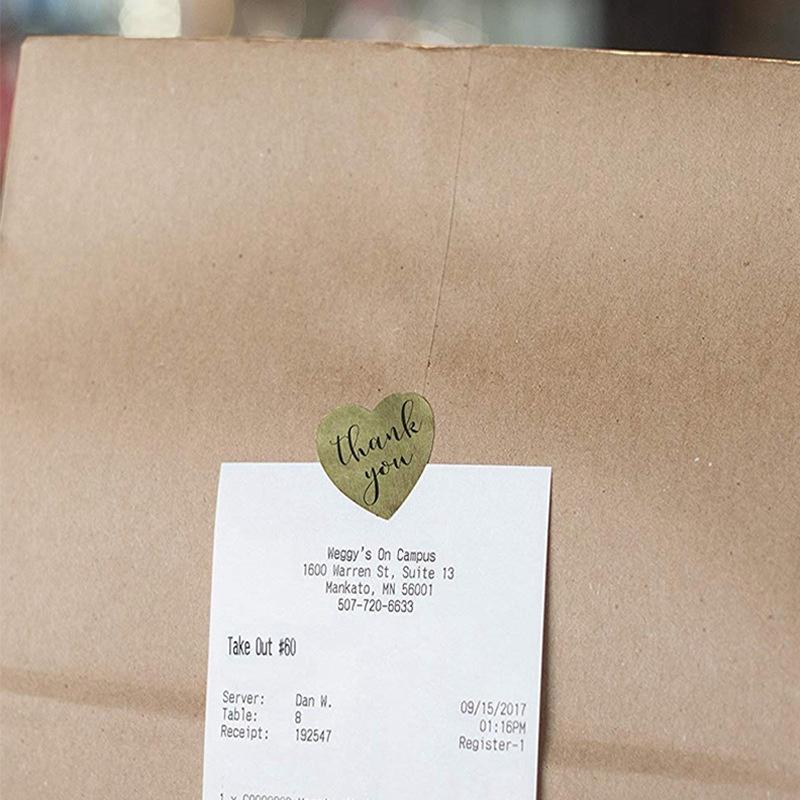 臺灣現貨 歐思麥烘焙 卷裝金色心形謝謝貼紙感謝愛心貼紙Thank you sticker500貼/卷（SS）-細節圖6