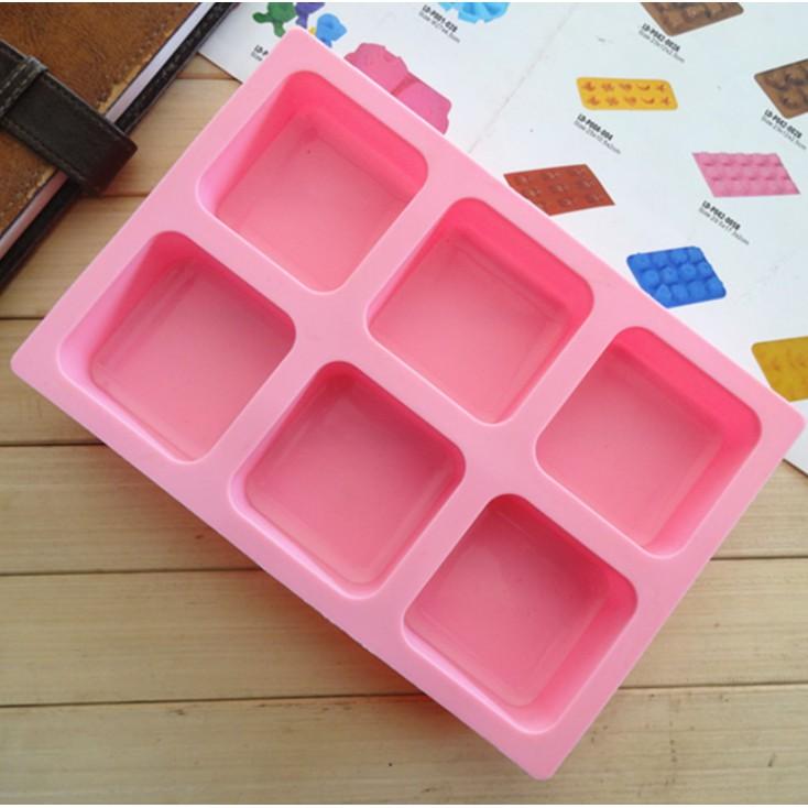 臺灣現貨6連圓角正方形模具 DIY手工皂冷制皂矽膠模具蛋糕出皂150G（协）-細節圖2
