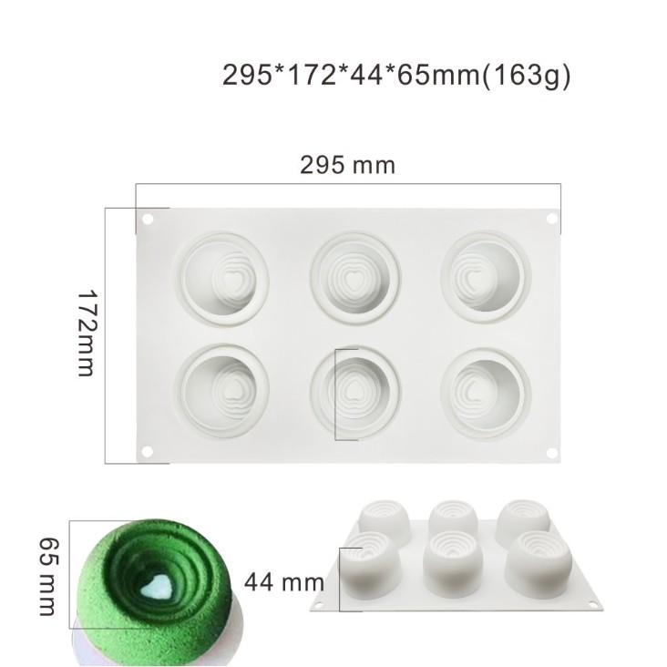 臺灣現貨  抖音爆品6連旋渦愛心慕斯模布丁奶凍矽膠模具霜淇淋模具烘焙用具（艺）-細節圖2