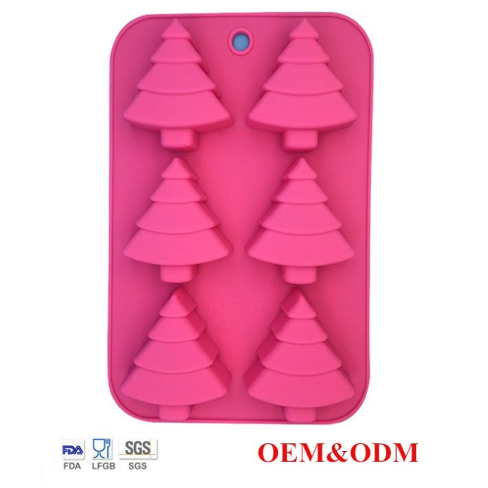 臺灣現貨  6連聖誕樹矽膠蛋糕模具 布丁果凍模具 手工皂模具 耐高溫 易脫模（协）-細節圖2