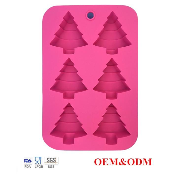 臺灣現貨  6連聖誕樹矽膠蛋糕模具 布丁果凍模具 手工皂模具 耐高溫 易脫模（协）-細節圖3