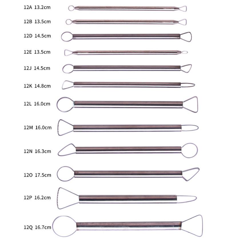 臺灣出貨 現貨 歐思麥烘焙 散裝工具 不銹鋼12件泥塑刀 油泥軟陶陶泥雕塑手辦修坯拉坯工具（琳）-細節圖2