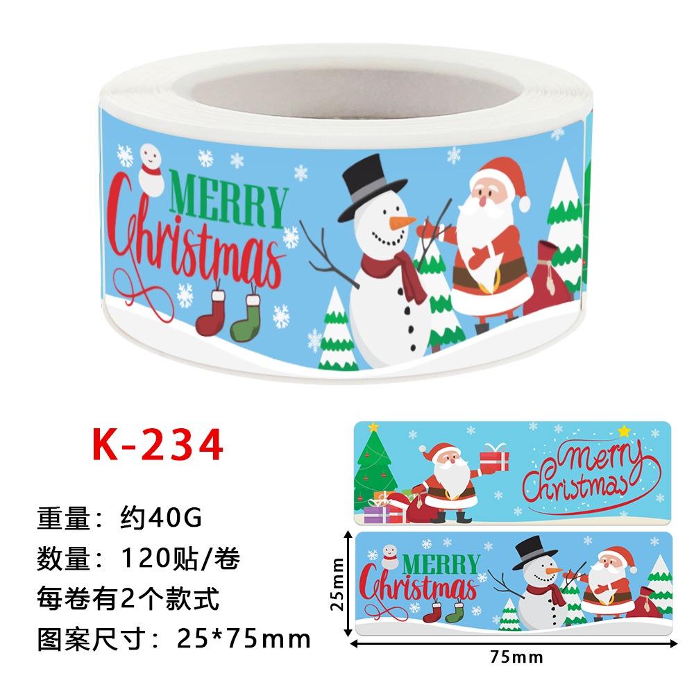 臺灣出貨 現貨 歐思麥烘焙 聖誕貼紙卷裝節日不乾膠標籤卡通設計方形印刷銅版紙120貼/卷(SS)-細節圖5