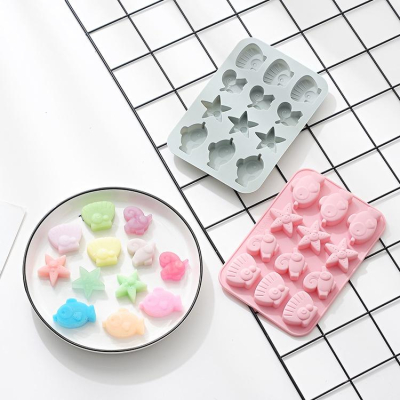 臺灣現貨 歐思麥烘焙 創意海洋生物海星貝殼小魚矽膠蛋糕模具手工皂模巧克力模具（一）