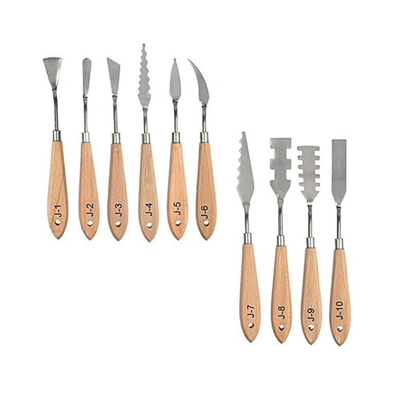 臺灣現貨 歐思麥烘焙 異形油畫刀翻糖黏土陶藝糖花工具塗鴉調色木質藝術組合刮刀學生美術繪畫工具（峰）-細節圖2