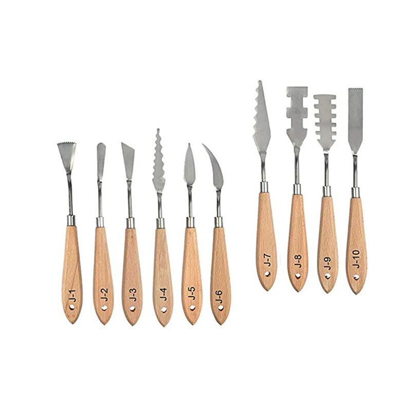 臺灣現貨 歐思麥烘焙 異形油畫刀翻糖黏土陶藝糖花工具塗鴉調色木質藝術組合刮刀學生美術繪畫工具（峰）-細節圖3