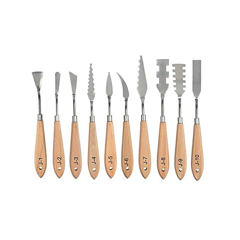 臺灣現貨 歐思麥烘焙 異形油畫刀翻糖黏土陶藝糖花工具塗鴉調色木質藝術組合刮刀學生美術繪畫工具（峰）-細節圖4