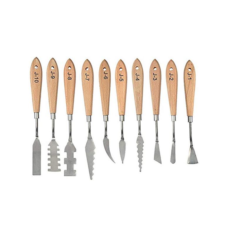 臺灣現貨 歐思麥烘焙 異形油畫刀翻糖黏土陶藝糖花工具塗鴉調色木質藝術組合刮刀學生美術繪畫工具（峰）-細節圖5