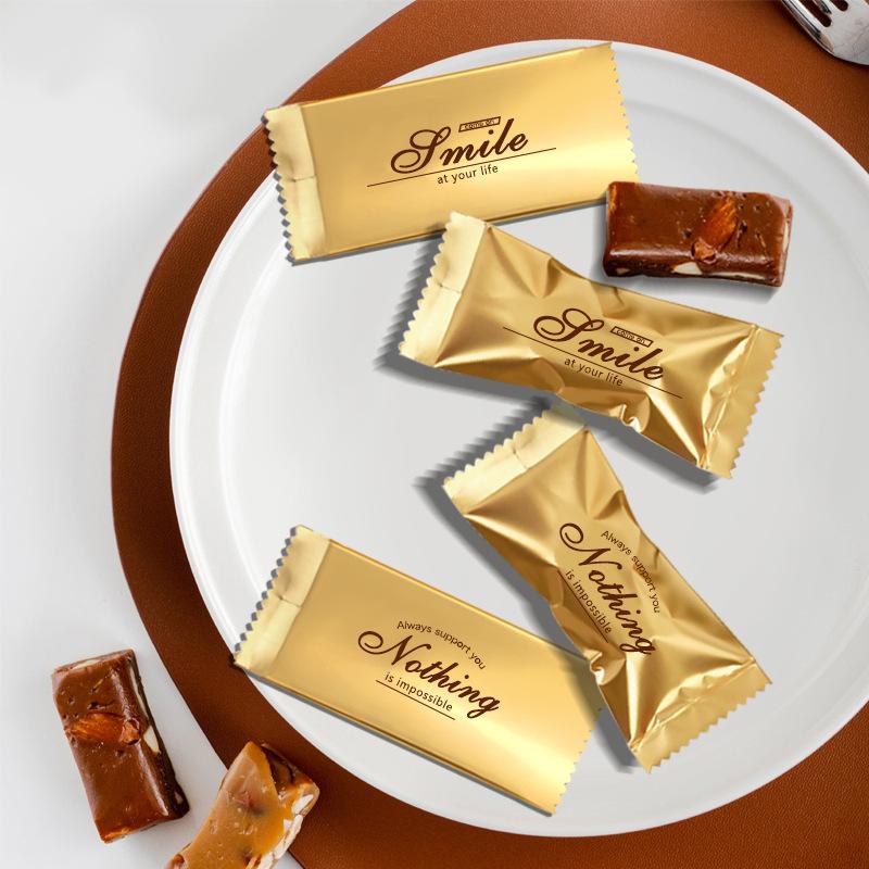 臺灣現貨 Q餅 歐思麥烘焙加厚金色鋁箔輕奢英文餅乾袋子牛軋糖曲奇雪花酥雪Q餅瑪德琳費南雪95-100枚入（勤）-細節圖2