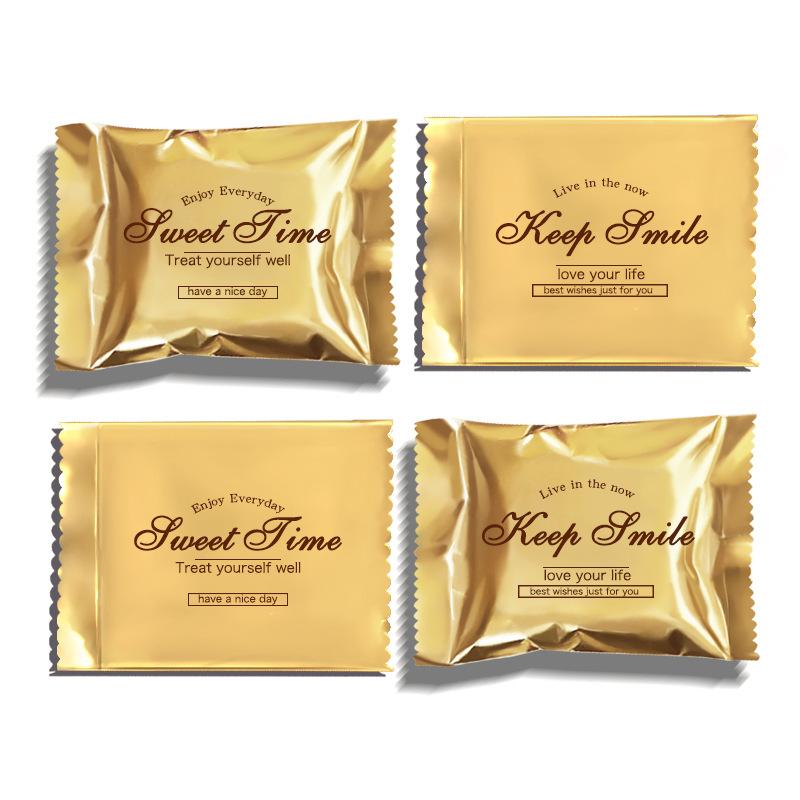 臺灣現貨 Q餅 歐思麥烘焙加厚金色鋁箔輕奢英文餅乾袋子牛軋糖曲奇雪花酥雪Q餅瑪德琳費南雪95-100枚入（勤）-細節圖5