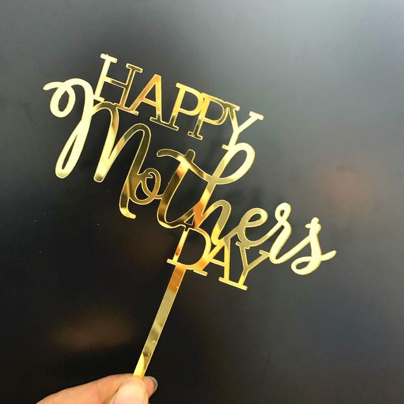 臺灣出貨 現貨 歐思麥烘焙 蛋糕裝飾ins風happy mother＇s day母親節亞克力蛋糕插牌插件-細節圖3