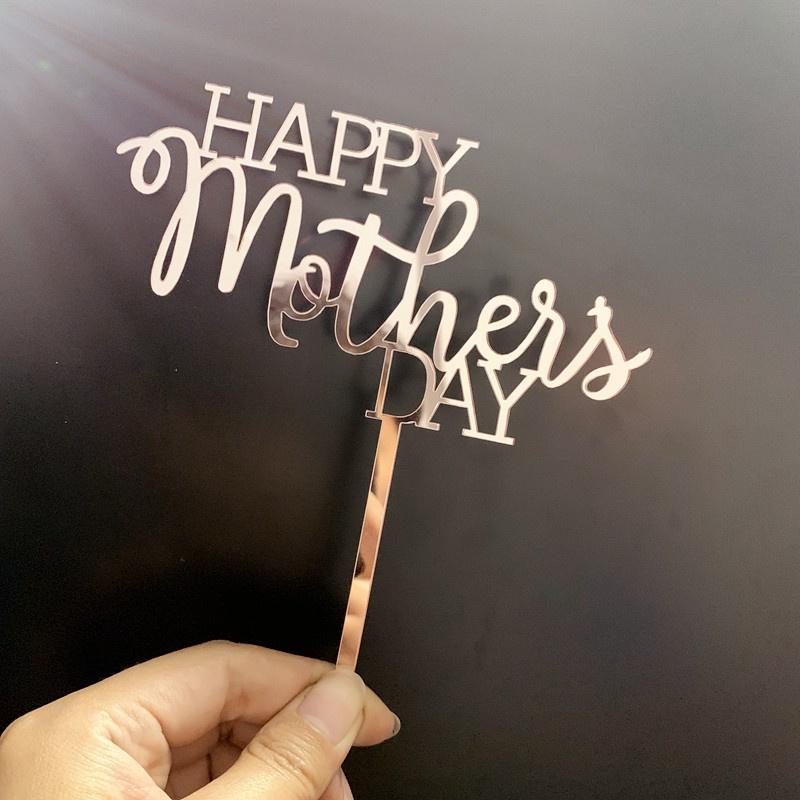 臺灣出貨 現貨 歐思麥烘焙 蛋糕裝飾ins風happy mother＇s day母親節亞克力蛋糕插牌插件-細節圖4