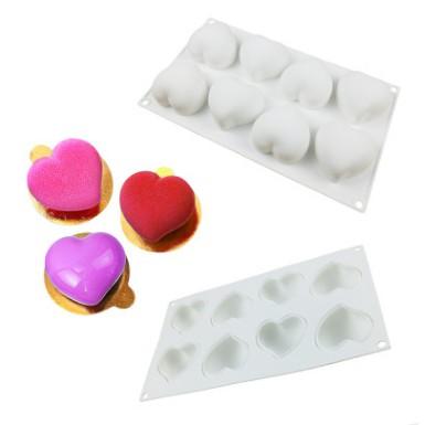 臺灣現貨 8連桃心慕斯蛋糕矽膠模 DIY烘焙用具 法式心形甜品模（艺）-細節圖2