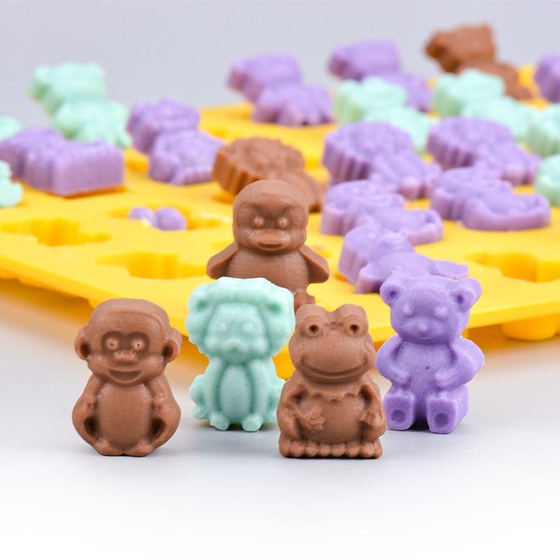 臺灣出貨 現貨 歐思麥烘焙 44孔卡通動物形狀巧克力模 可愛動物型餅乾矽膠模具（佳）-細節圖5