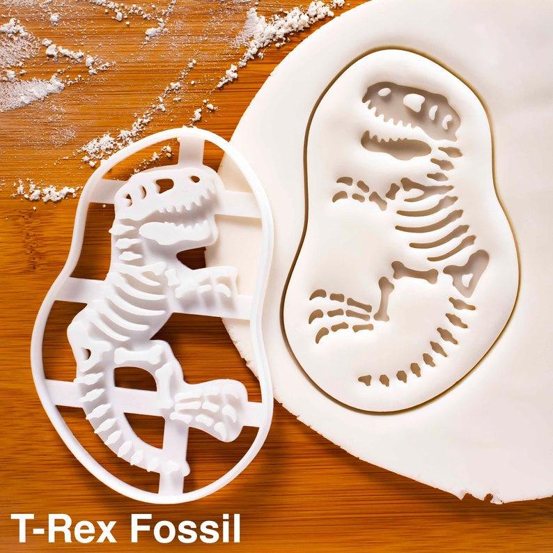 臺灣出貨 現貨 歐思麥烘焙 新款塑膠恐龍化石餅乾磨具白色烘焙工具侏羅紀恐龍餅乾模具（滋）-細節圖2