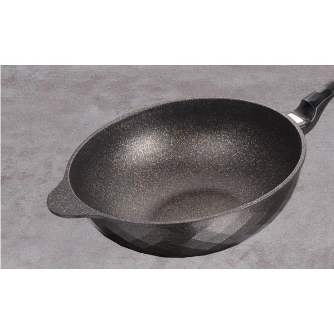 臺灣出貨 現貨 歐思麥烘焙 麥飯石鍋 不粘鍋炒鍋 家用炒菜鍋 熬糖鍋 平底鍋 電磁爐瓦斯爐可用 34公分大口徑-細節圖4