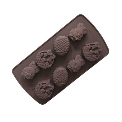 臺灣現貨 歐思麥烘焙復活節矽膠模具 8連蛋兔籃子巧克力蛋糕模 烘焙工具手工皂模（FJ）