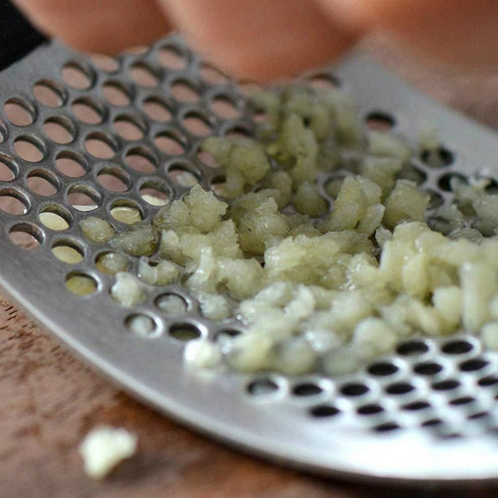 臺灣現貨 歐思麥烘焙 不銹鋼壓蒜器手動壓蒜泥壓薑泥家用搗蒜器薑汁蒜蓉搗碎器廚房工具（聚）-細節圖2