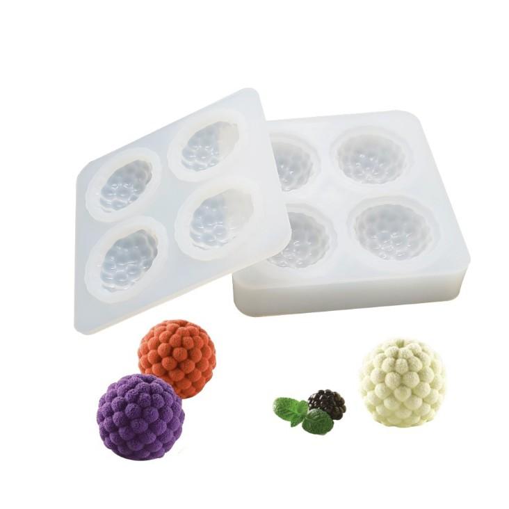 臺灣現貨 新款模擬4連樹莓水果矽膠模具 法式慕斯甜品 diy烘焙模具cakemold（艺）-細節圖2