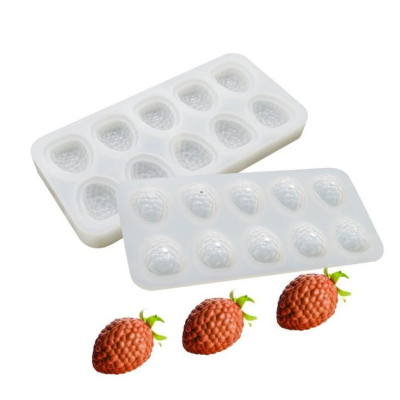 臺灣現貨 歐思麥烘焙新款模擬立體10連覆盆子矽膠蛋糕模具水果 法式慕斯甜品烘焙模具（艺）