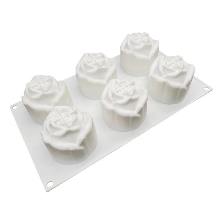 臺灣現貨 情人節6連待放玫瑰矽膠模具diy蛋糕巧克力模烘焙用具MCM-223（艺）-細節圖4