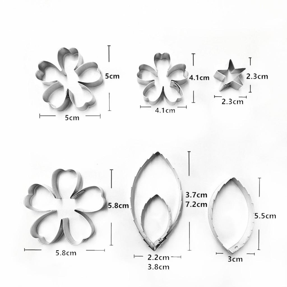 臺灣現貨 新品原裝進口模擬櫻花翻糖花瓣不銹鋼壓切模具烘焙蛋糕裝飾麵包花黏土花（太）-細節圖2
