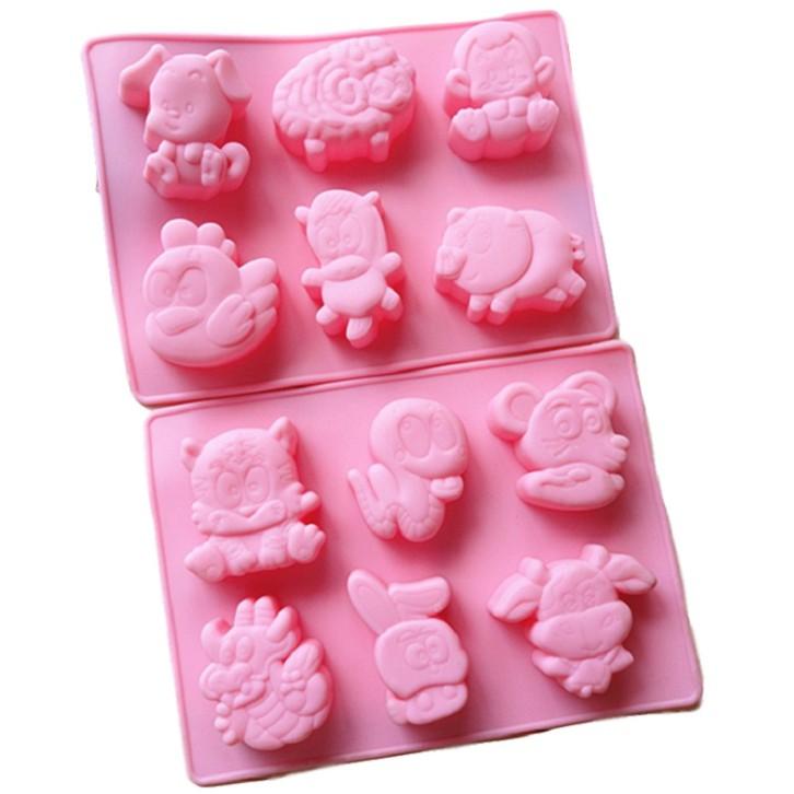 臺灣現貨  十二生肖矽膠蛋糕模具 矽膠蛋糕模具 石膏娃娃模具 DIY（协）-細節圖2