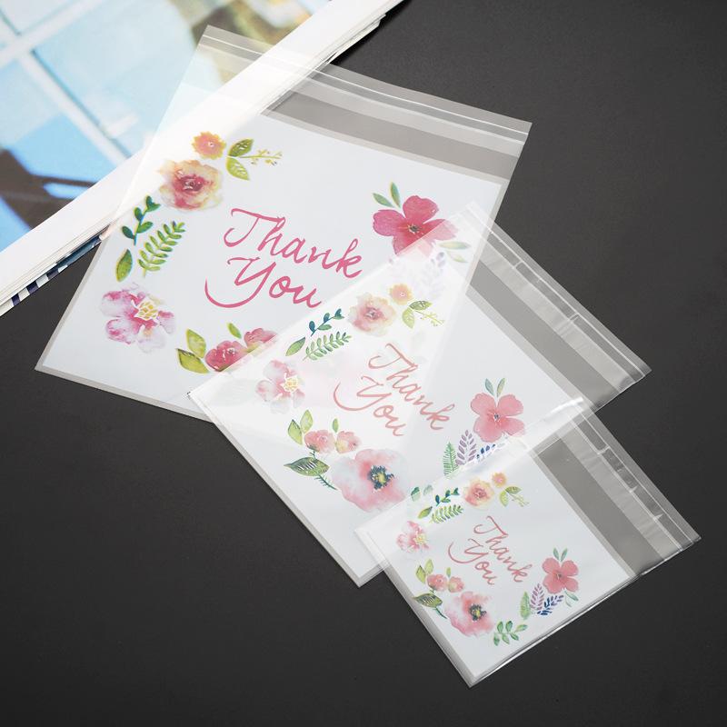 台灣現貨 歐思麥烘焙餅乾自粘袋  試用裝diy手工皂小樣包裝五色花100個入-細節圖2