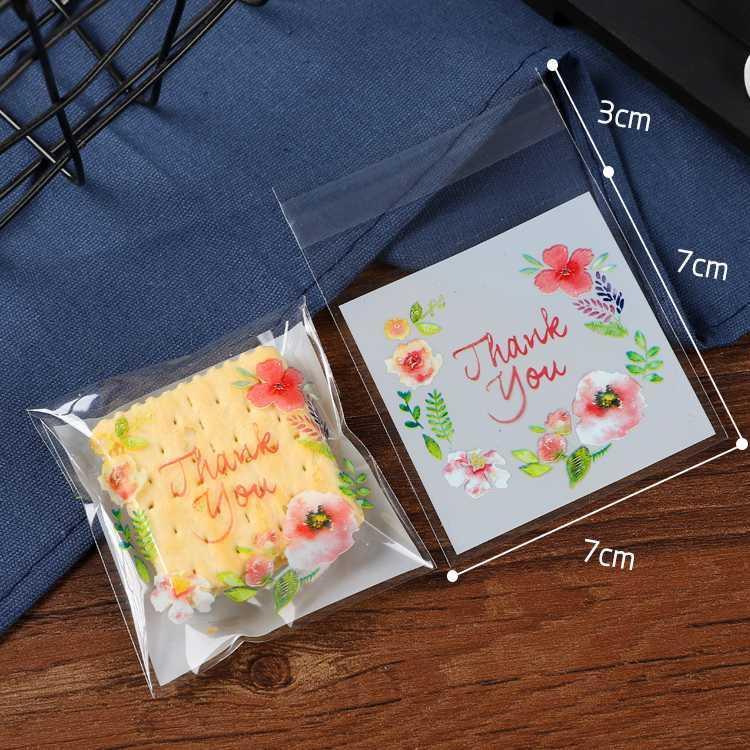 台灣現貨 歐思麥烘焙餅乾自粘袋  試用裝diy手工皂小樣包裝五色花100個入-細節圖3