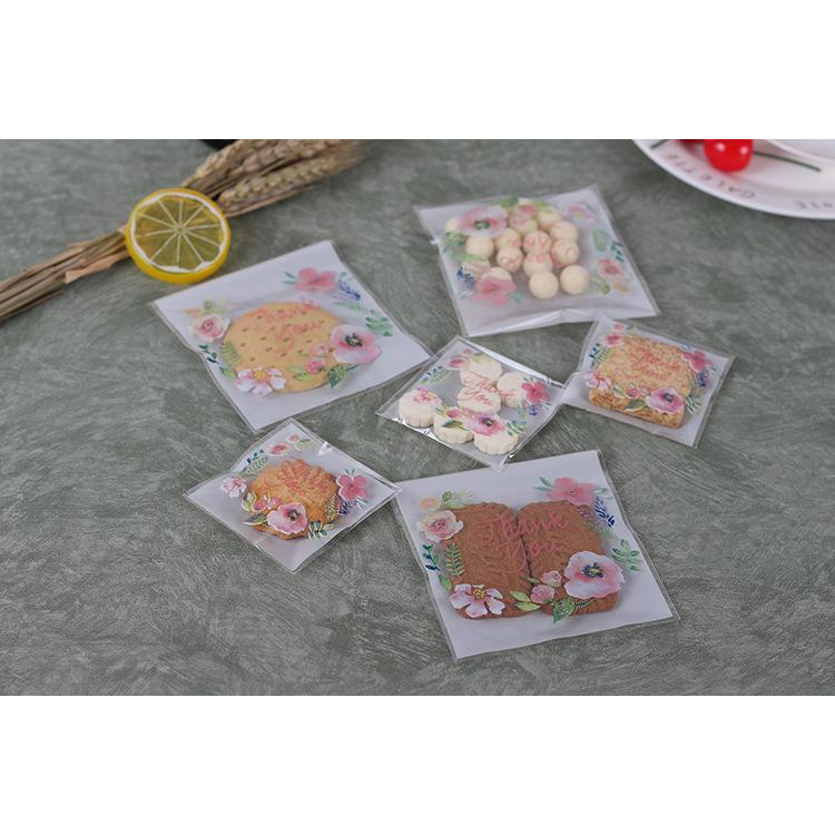 台灣現貨 歐思麥烘焙餅乾自粘袋  試用裝diy手工皂小樣包裝五色花100個入-細節圖4